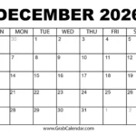 December 2026 Calendar