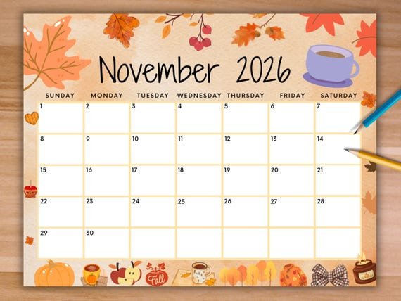 Cute November 2026 Calendar
