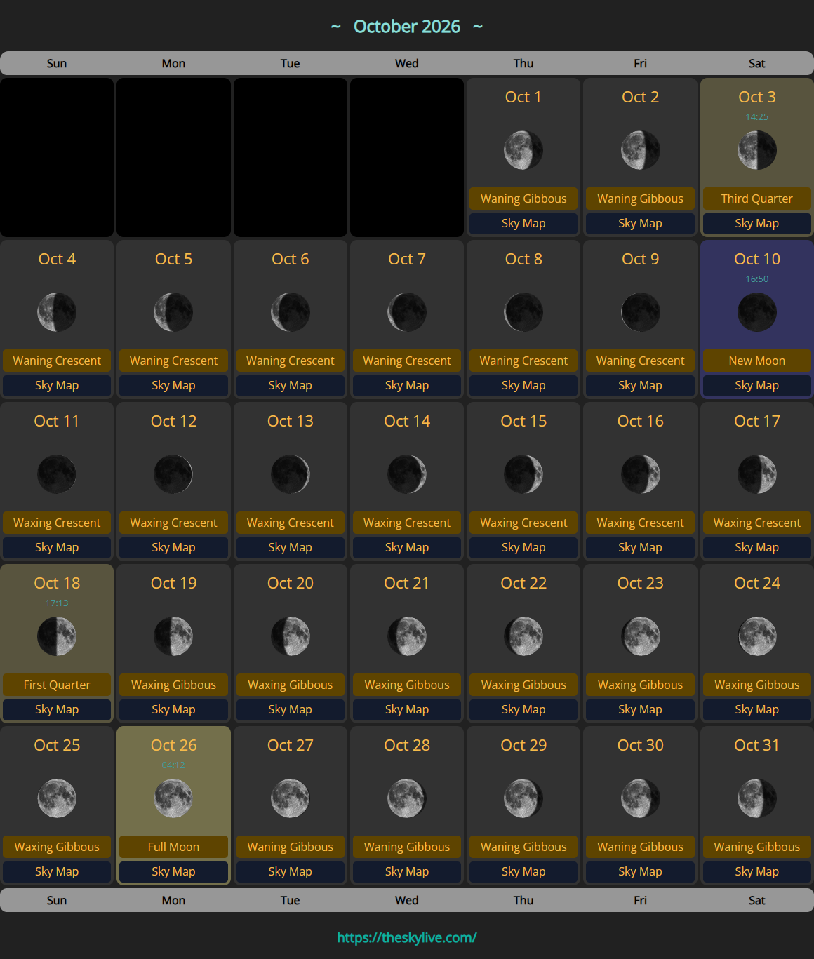 moon calendar 2026 10