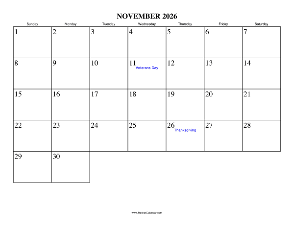When Is Thanksgiving On The November 2026 Calendar