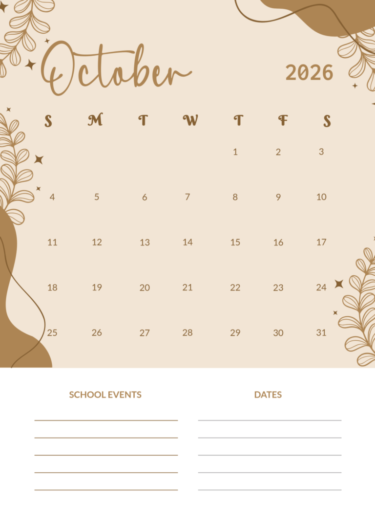 Free Aesthetic October 2026 Calendar Background Downloads