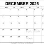 December 2026 Calendar