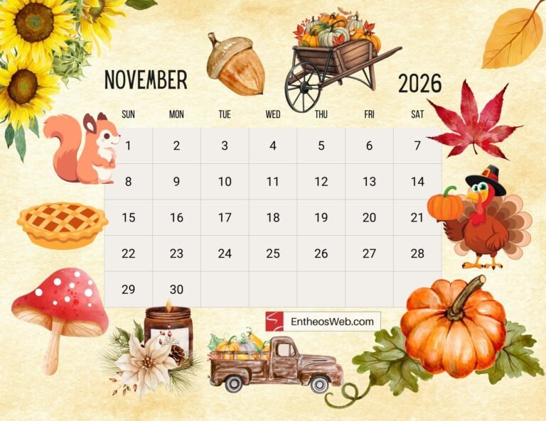 Free November 2026 Calendar Desktop Wallpaper