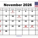 November 2026 Calendar with Holidays 4