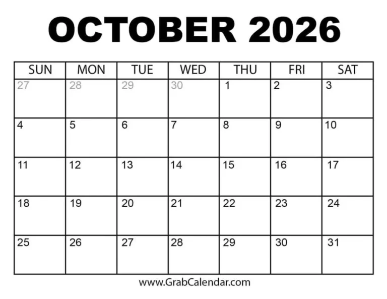 Printable October 2026 Calendar With Federal Holidays
