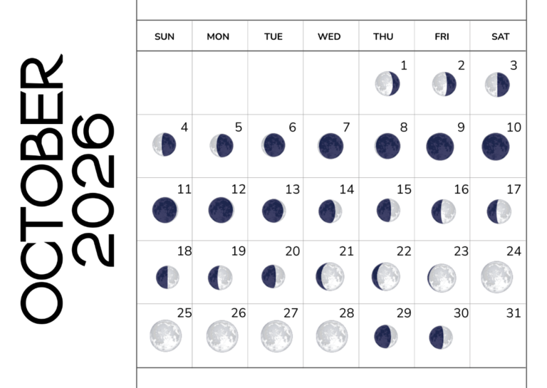 October 2026 Calendar With Holidays And Moon Phases