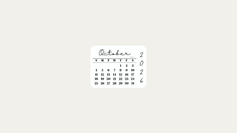 Minimalist October 2026 Calendar Desktop Wallpaper 4k
