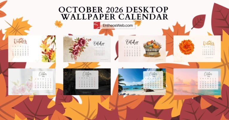 Autumn Aesthetic October 2026 Calendar Desktop Wallpaper