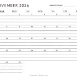 Printable November 2026 Calendar Lined