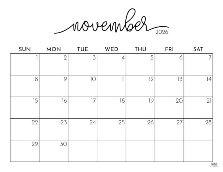 Blank November 2026 Calendar Pdf Free Download