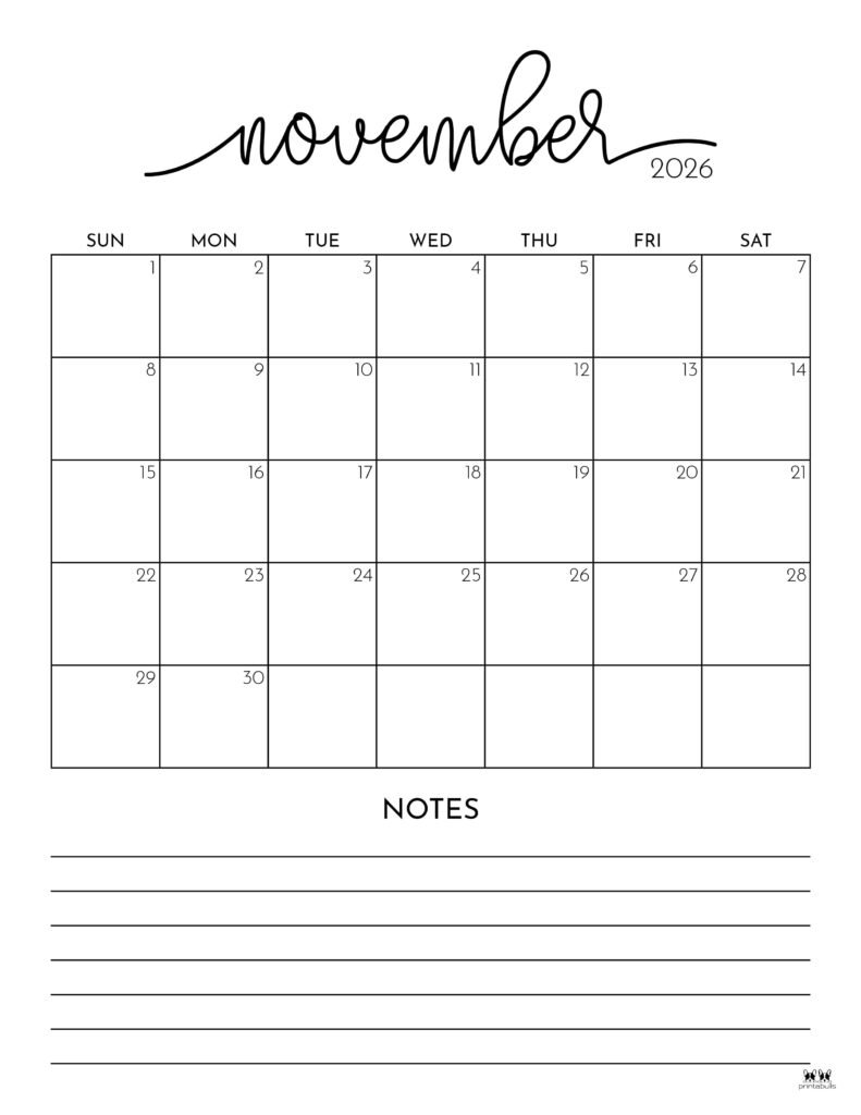 Printable November 2026 Calendar Style 144 791x1024 1