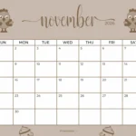 Printable November Calendar 2026 Thanksgiving Day Template 20