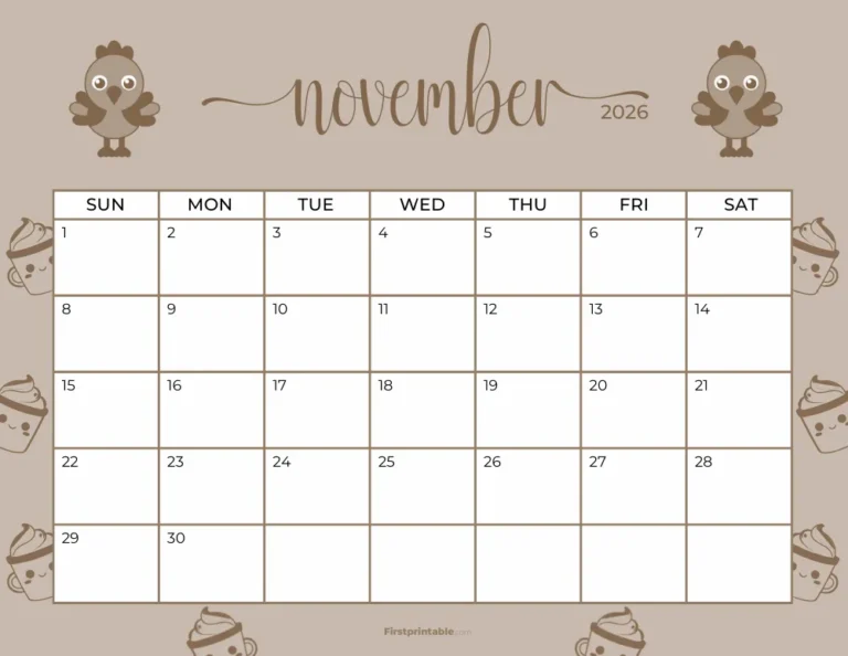 Free November 2026 Calendar Template For Excel