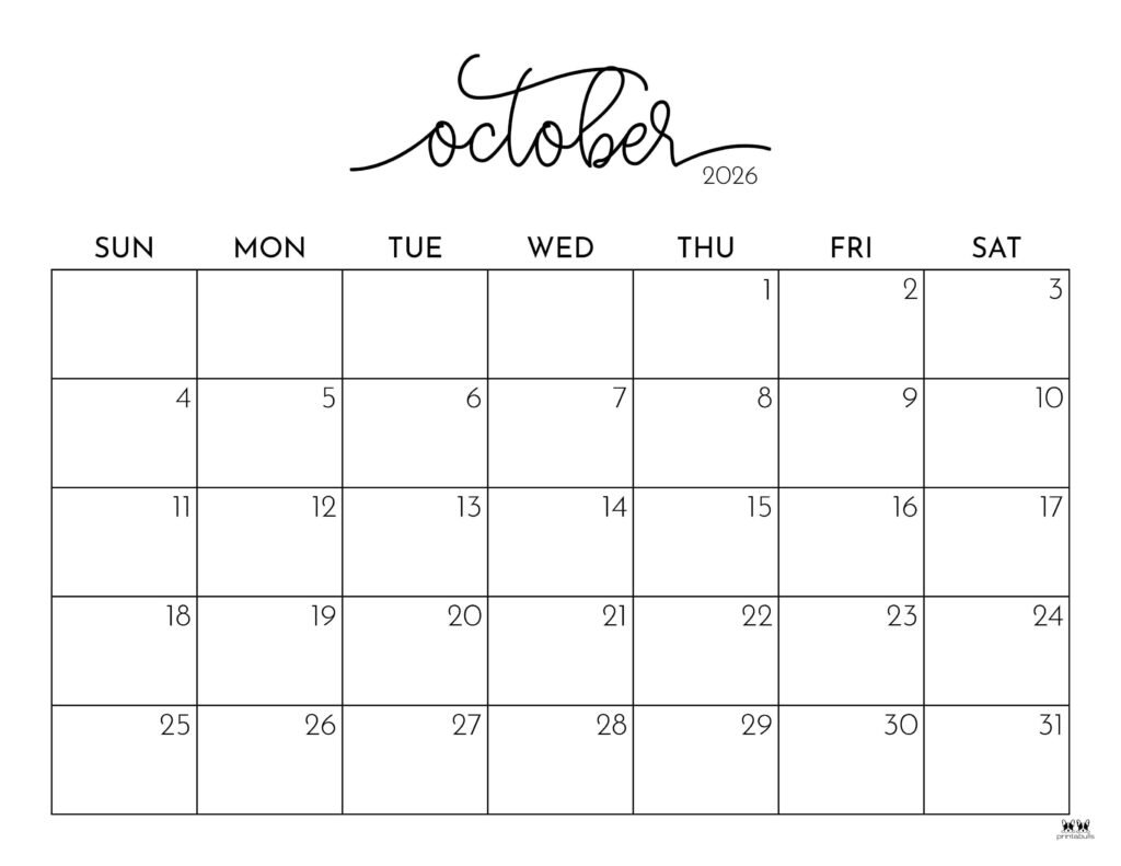 Printable October 2026 Calendar Style 1 1024x791 1