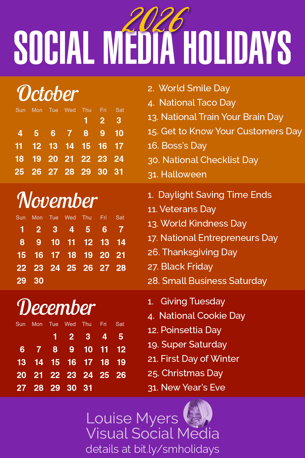 autumn 2026 social media holidays calendar