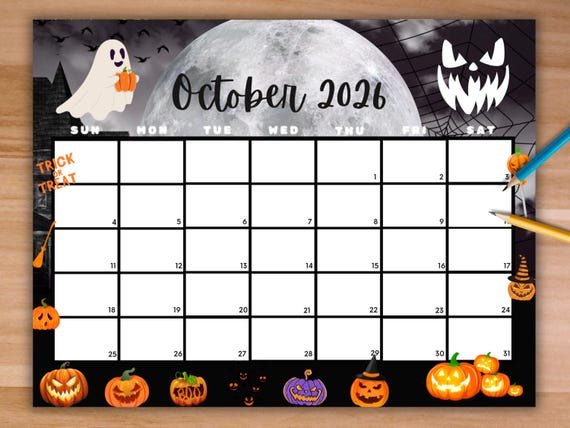 Spooky Halloween October 2026 Calendar Background