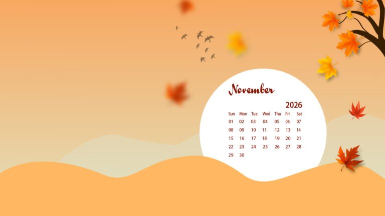 Cute November 2026 Calendar Background For Laptop