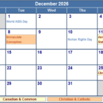 printable calendar december 2026