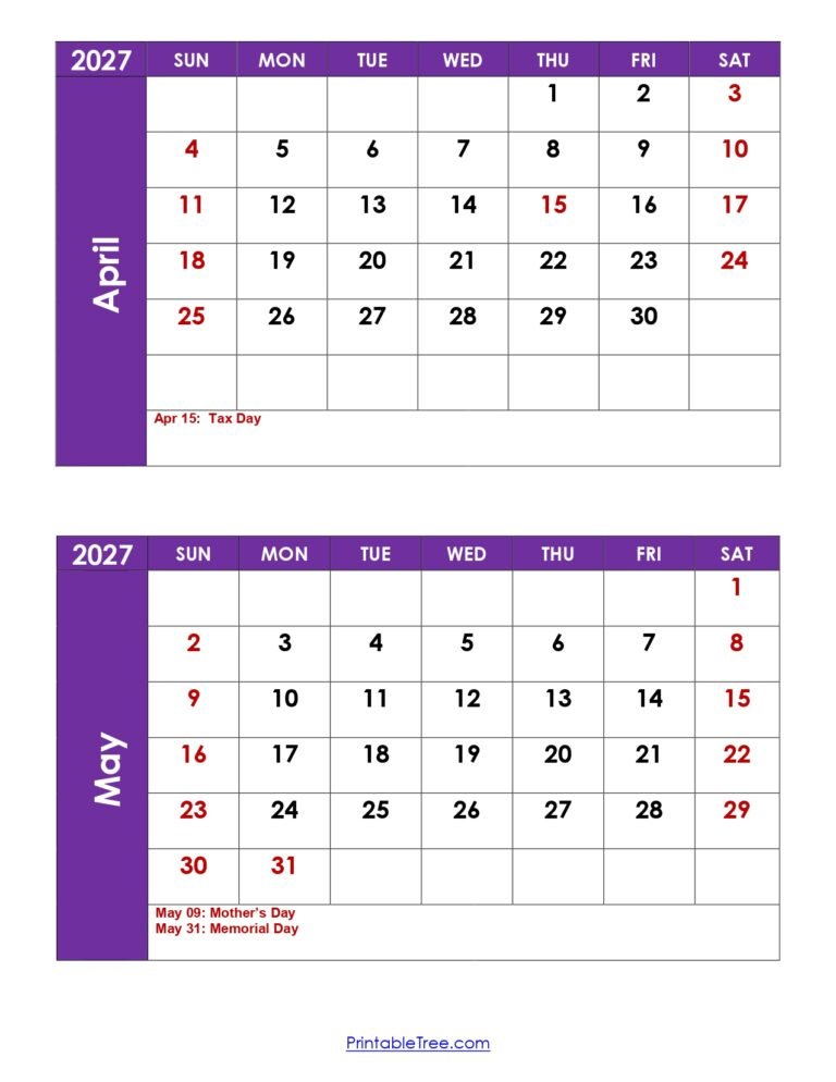 April And May 2027 Calendar: Your Ultimate Two-Month Planner