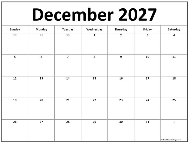 Get Your Free Printable December 2027 Calendar Today: Stay Organized with Style