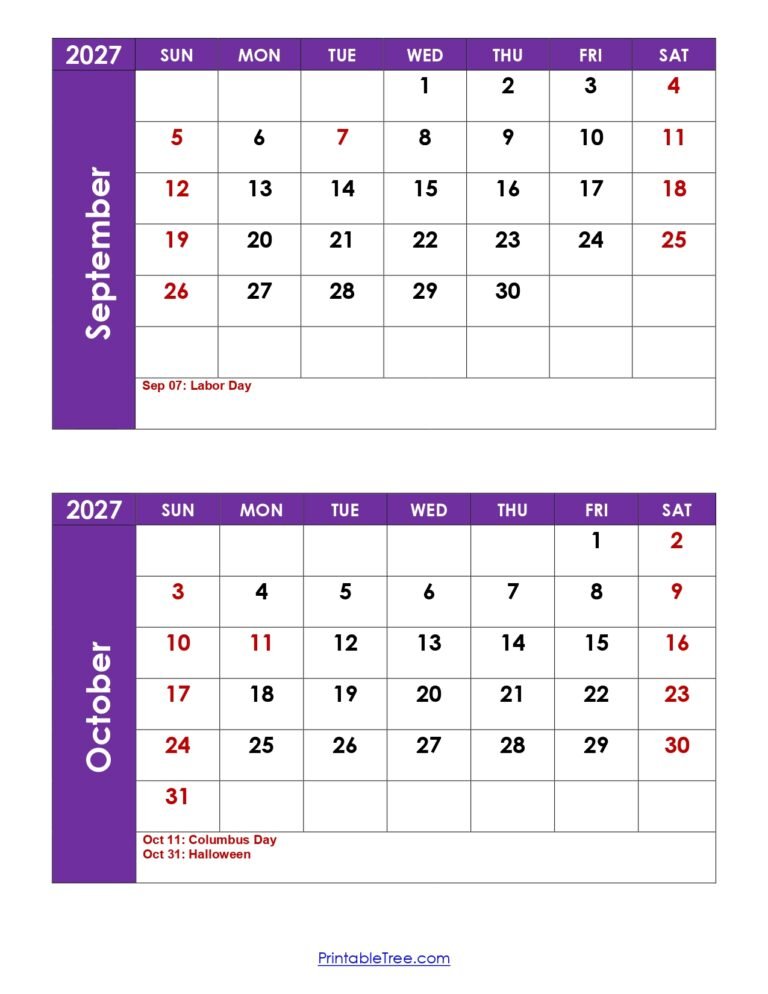 Mastering Your Schedule With the September and October 2027 Calendar