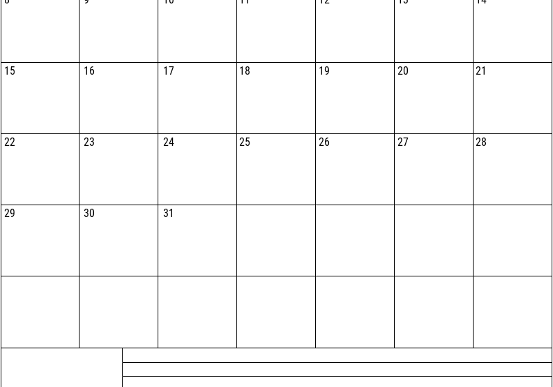 2027 august vertical calendar with notes