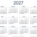 2027 calendar
