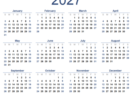 2027 calendar
