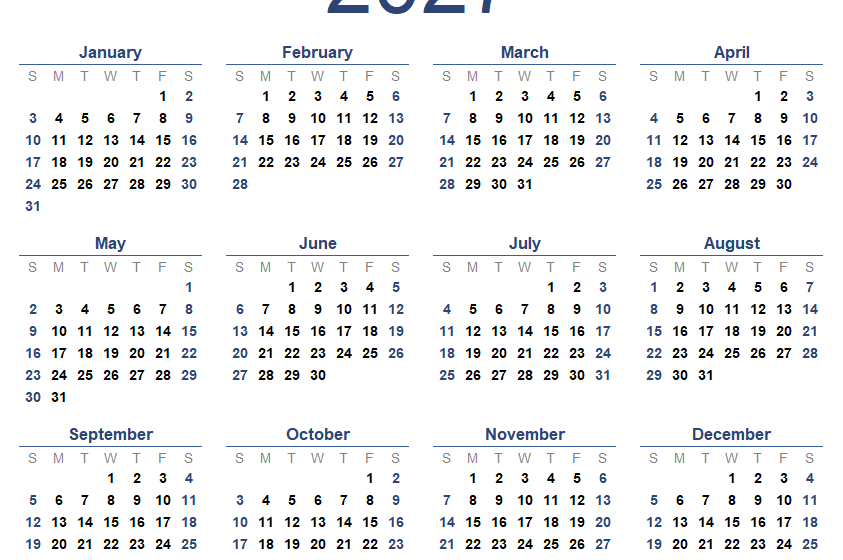 2027 calendar