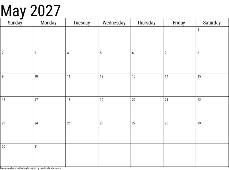 Download Your May 2027 Print Calendar: Stay Organized and On Track