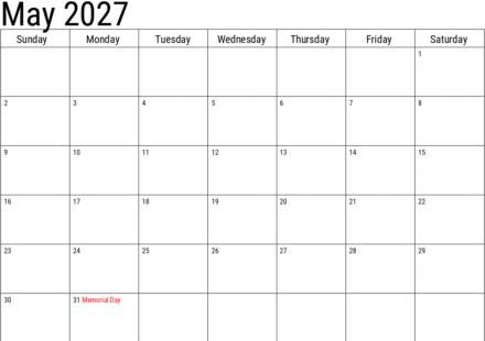 2027 may calendar with holidays
