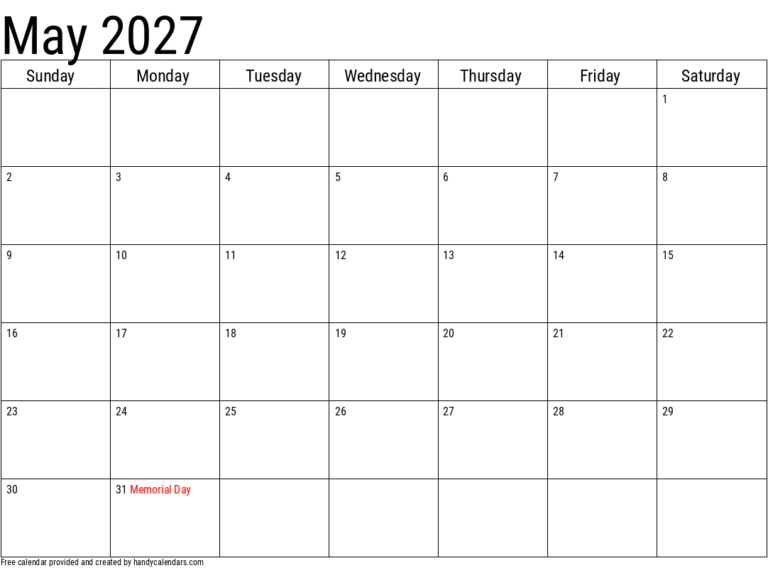 2027 may calendar with holidays