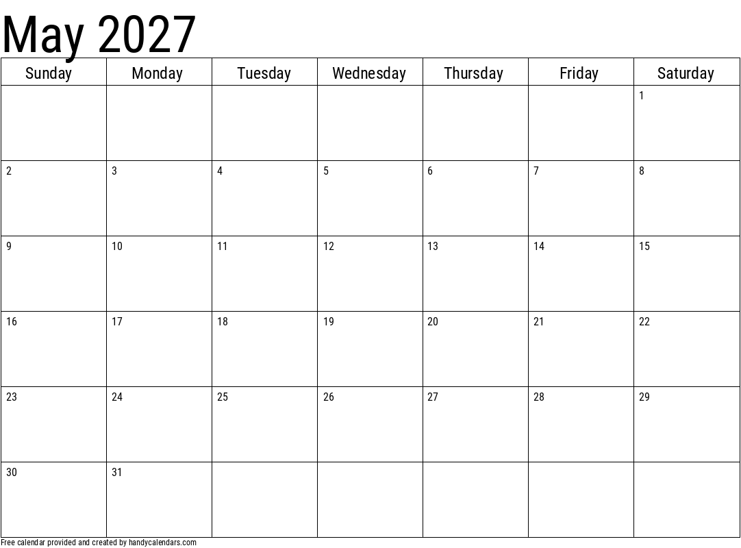 2027 may calendar