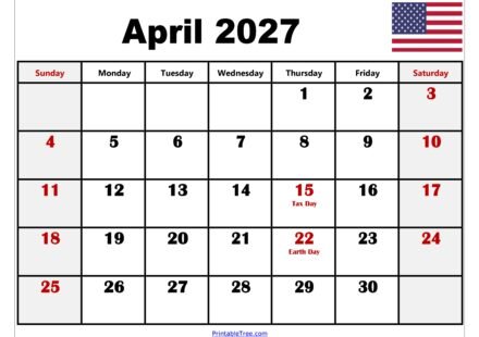 April 2027 Calendar with Holidays 1