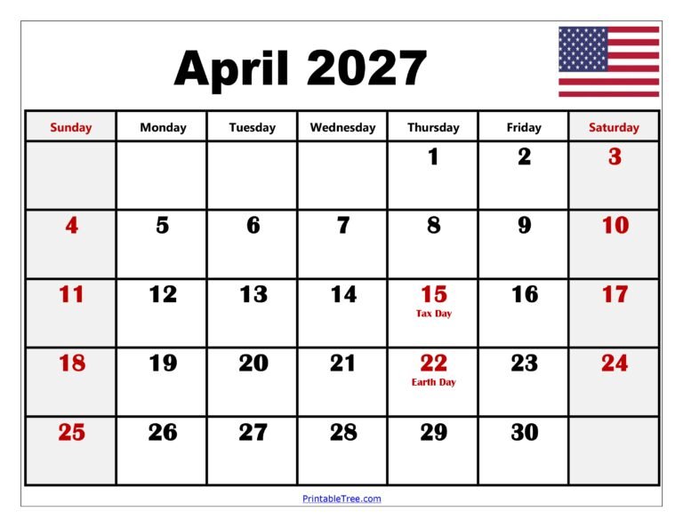 April 2027 Calendar With Holidays 35 April 2027 Calendar with Holidays