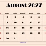 August 2027 Calendar with Light Pink