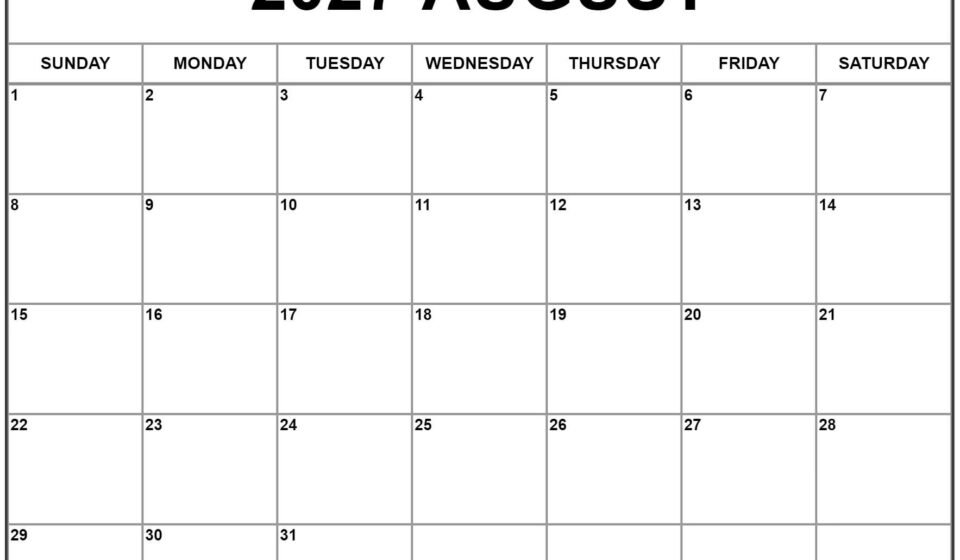 August 2027 calendar b18