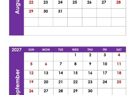 August and September 2027 Calendar with Holidays