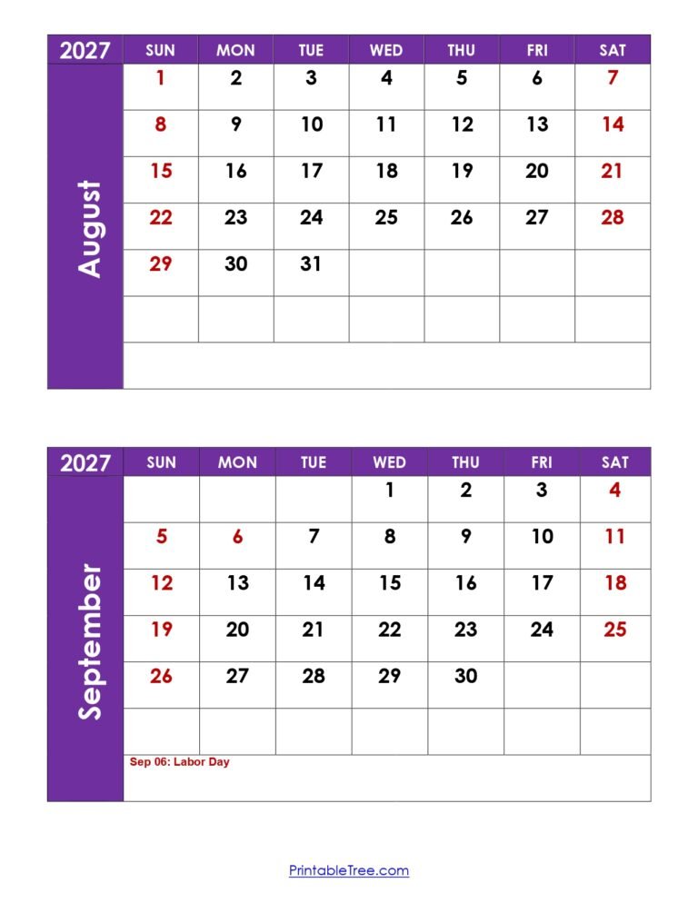 August And September 2027 Calendar 30 August and September 2027 Calendar with Holidays