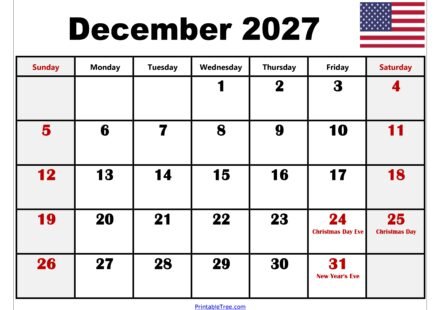 December 2027 Calendar with Holidays