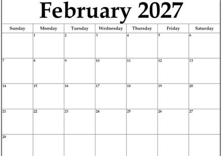 February 2027 calendar b3 3
