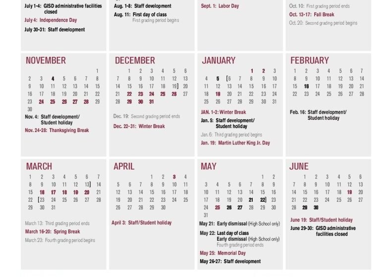 Garland Independent School District Calendar 791x1024 1