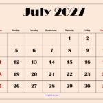 July 2027 Calendar with Light Pink
