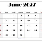 June 2027 Blank Printable Calendar