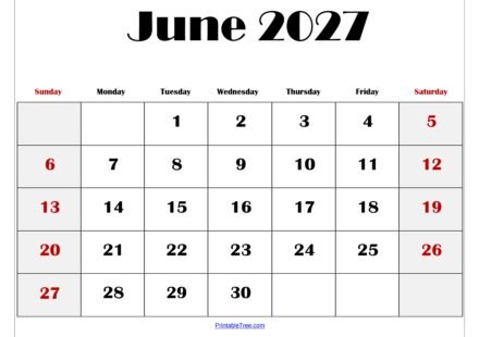 June 2027 Blank Printable Calendar