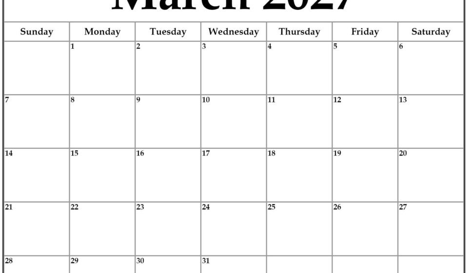 March 2027 calendar b3
