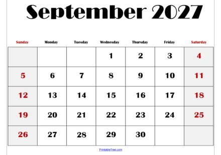 September 2027 Blank Printable Calendar 3