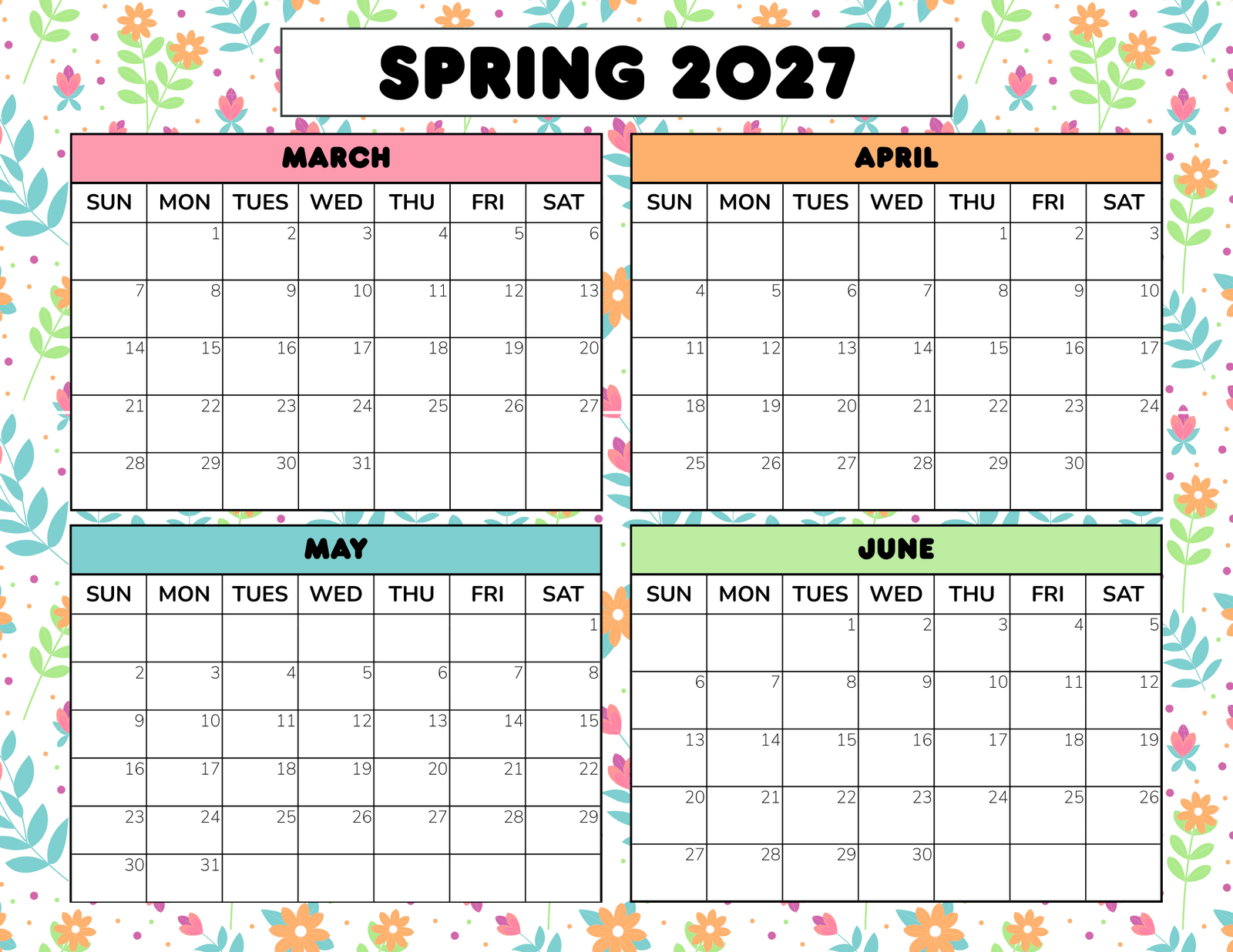 Spring 2026 2027 Calendar 1