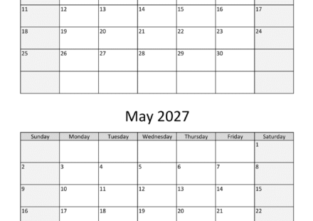 april may two months 2027 calendar vertical