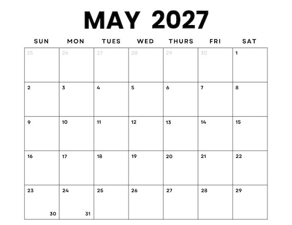 May 2027 Printable Calendar: Your Ultimate Planning Companion